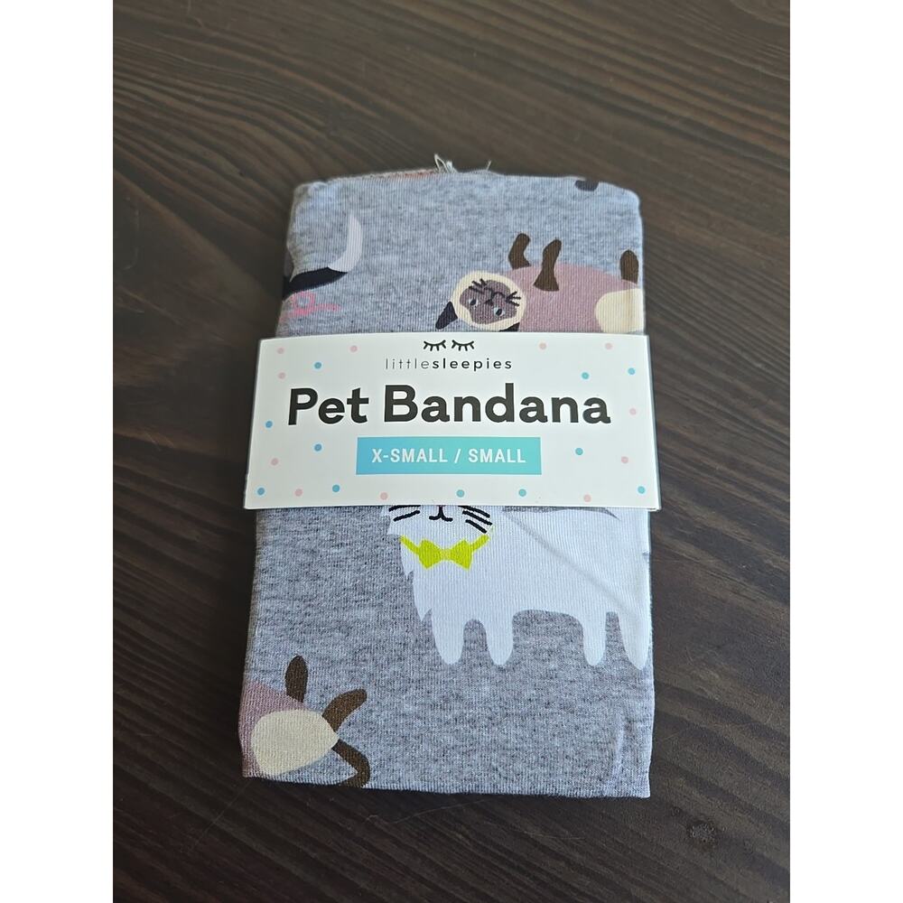 Little Sleepies Cozy Cats Bamboo Viscose Pet Bandana XS/S